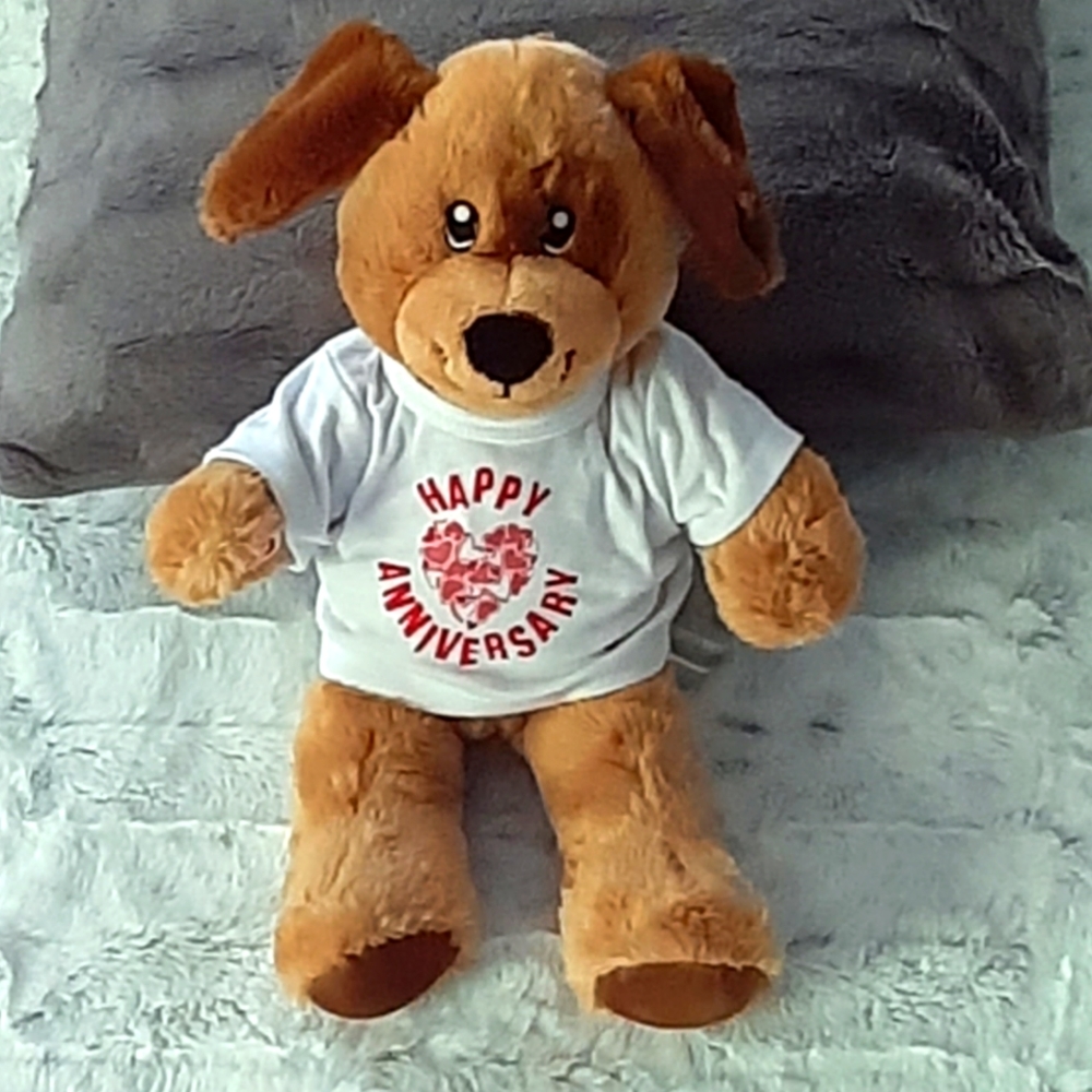 Build-a-Bear brown Happy Anniversary shirt.